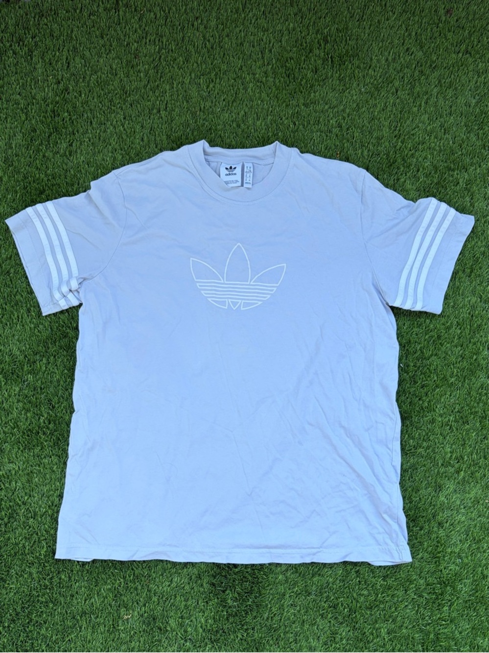 adidas Light Blue Trefoil Tee with Sleeve Stripes vintage size xl streetwear nyc